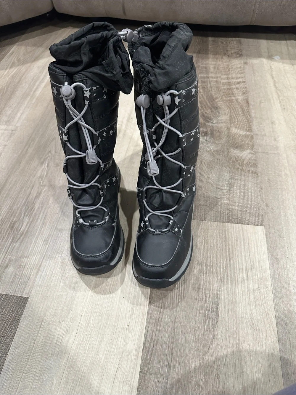 Lands' End Kids' Black Star-Accent Winter Boots